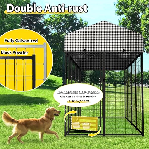 Large Outdoor Dog Kennel with Roof Cover Heavy Duty Welded Wire Steel Dog Pen B5629