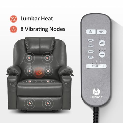 MCombo Power Lift Recliner Chair for Elderly with Heat and Massage, Faux Leather, Black V60394