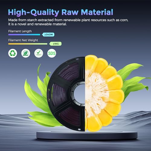 FLASHFORGE PLA Filament 1.75mm Burnt Titanium, Color Changeable 3D Printer Filament 1kg T433110