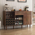 wanan 52" Rustic Wine Bar Cabinet, Industrial Coffee Cabinet for Liquor and Glasses, Liquor Cabinet with Storage for Home Kitchen Living Dining
