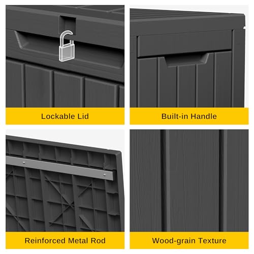 EAST OAK 60 Gallon Waterproof Outdoor Storage Box, Grey A4870