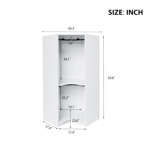 Merax Corner Wardrobe Closet Organizer with Hanging Rails & Shelves, Natural S71492