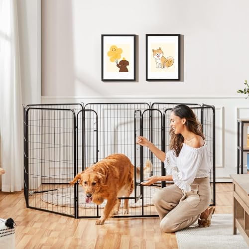 Yaheetech 8 Panels Dog Playpen, Metal 32" Dog Fence with Storage Bag S858