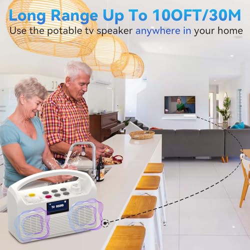 ANSTEN Portable Wireless TV Speaker for Elderly, Dual Bluetooth Loudspeakers with LCD Display E4919
