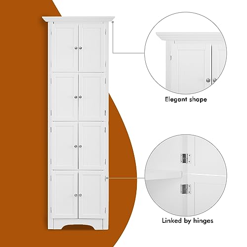 72" Tall Corner Cabinet with Doors and 4 Shelves, White G153697
