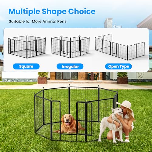 HealSmart Dog Playpen Indoor 32" Height 8 Panels for Small/Medium Dogs, Black J454