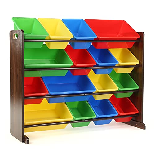 Humble Crew Supersized Toy Storage Organizer with 16 Removable Bins, Grey/White D772791