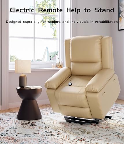 GarveeHome Power Lift Recliner Chair with Heat and Massage, Faux PU, for Elderly I162