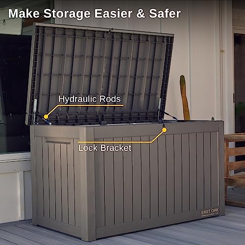 EAST OAK 60 Gallon Waterproof Outdoor Storage Box, Grey A4870