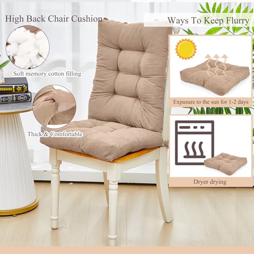 Juexica 4 Sets Outdoor Patio Chair Cushions High Back Tufted Beige D1688