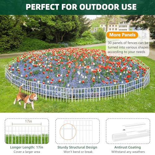 Animal Barrier Fence 42.5ft x 13in, 30 Panels No Dig Garden Fence for Dog Rabbit W8104