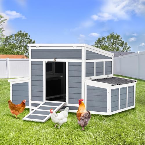 AECOJOY Chicken Coop 56" Wooden Hutch with 6 Nesting Boxes V450