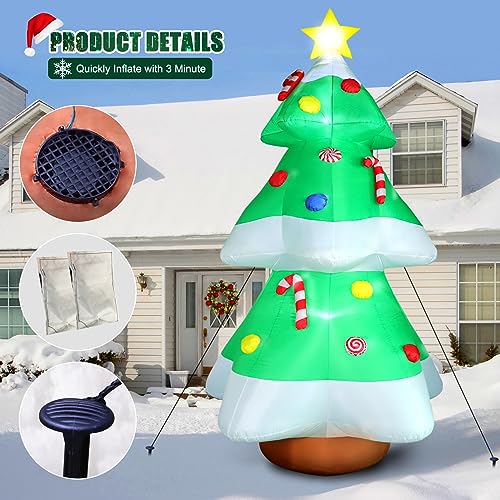 8 FT Christmas Inflatable Santa Claus with Gift Bag and LED Lights for Yard Outdoor Decor M3530