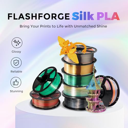 FLASHFORGE Silk PLA Filament 1.75mm, 1kg Spool V8381