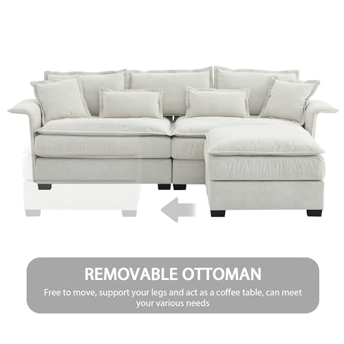 PURLOVE Convertible Sectional Sofa Couch with Ottoman, Dark Grey A15215