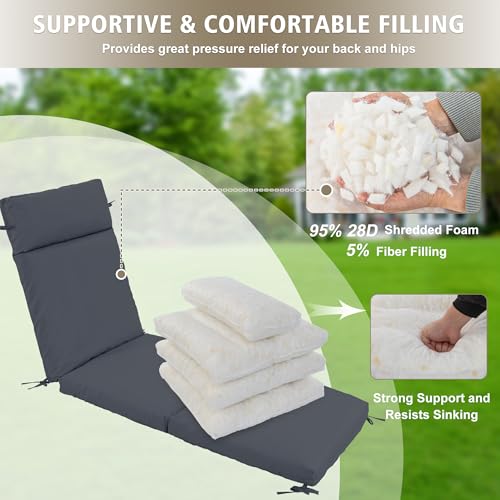 Chaise Lounge Cushion 72x21x3 Inch Set of 2 Outdoor Patio Cream B783089
