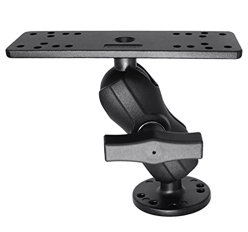 Aluminum Fish Finder Mount with 1.5" / C Size Ball, Medium Arm Marine Electronic/Depth Finder Mount for Boat, High Salt Water Resistant, Compatible with Garmin, Lowrance and More