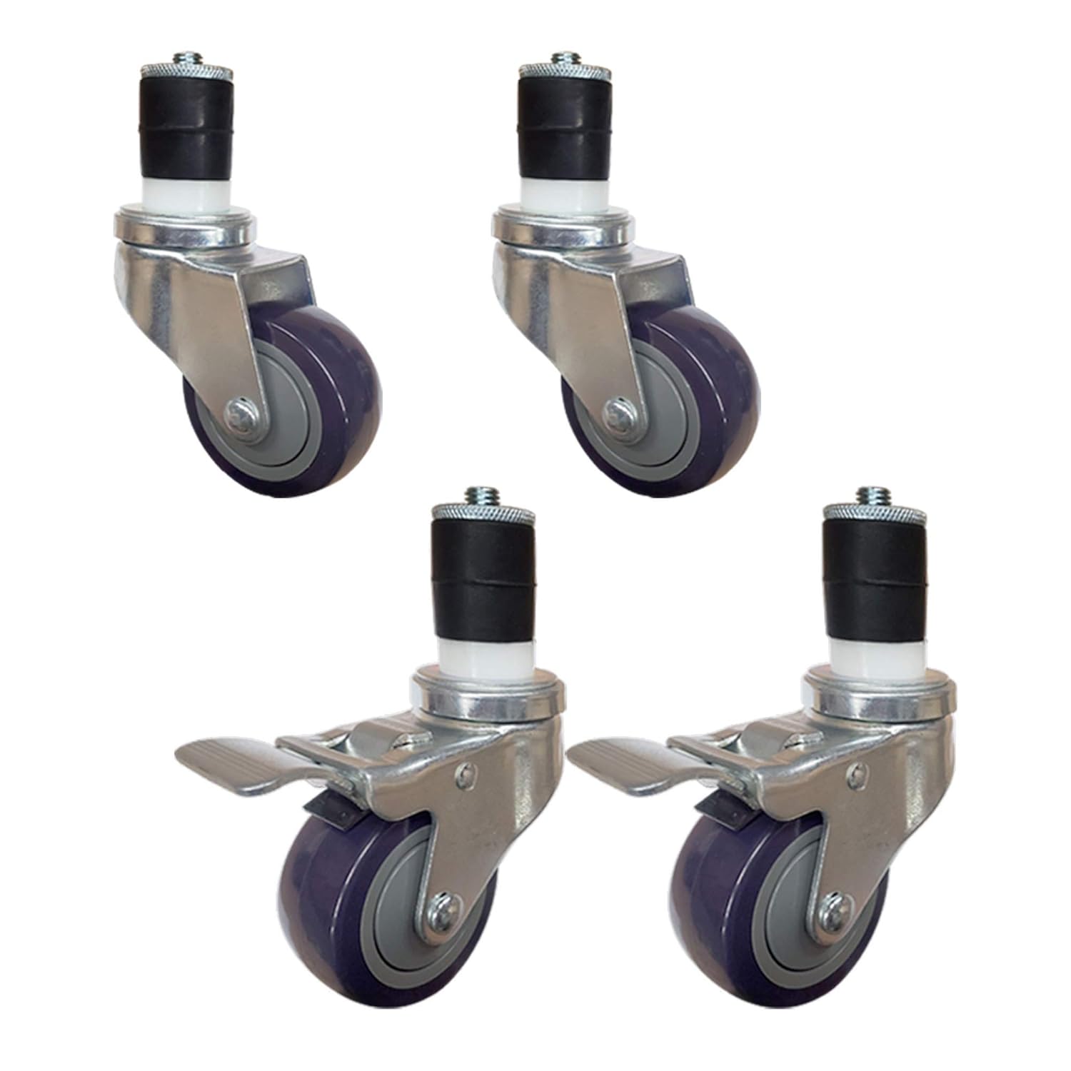 3" Casters for Stainless Steel Work Table | Wheels for Metal Prep Tables | Set of 4