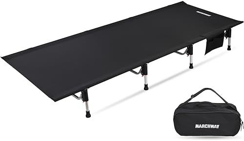 MARCHWAY Lightweight Folding Tent Camping Cot Bed with Lever Lock, Portable, 330Lbs (Black) R945221