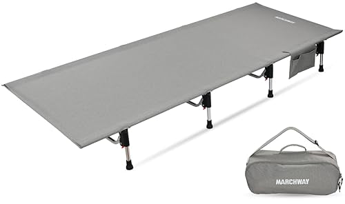 MARCHWAY Lightweight Folding Tent Camping Cot Bed with Lever Lock, Portable, 330Lbs (Black) R945221