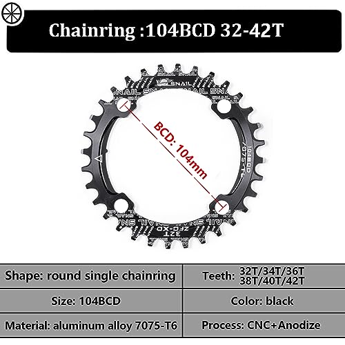 Cyclon Single Speed Square Taper Crankset 170mm MTB 104BCD Narrow Wide Chainring F6810