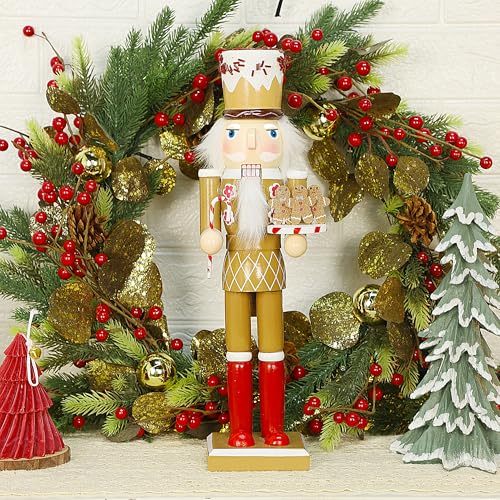 Joliyoou Christmas Nutcracker Figures 14 Inch Wooden Santa in Hawaii Decor C87534