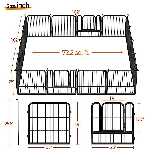 Yaheetech Dog Playpen Outdoor 40 Inch 8 Panels Metal Pet Fence I4784