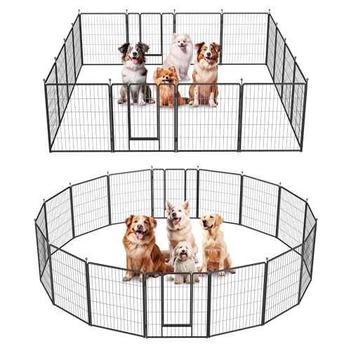 HealSmart Dog Playpen Indoor 32" Height 8 Panels for Small/Medium Dogs, Black J454