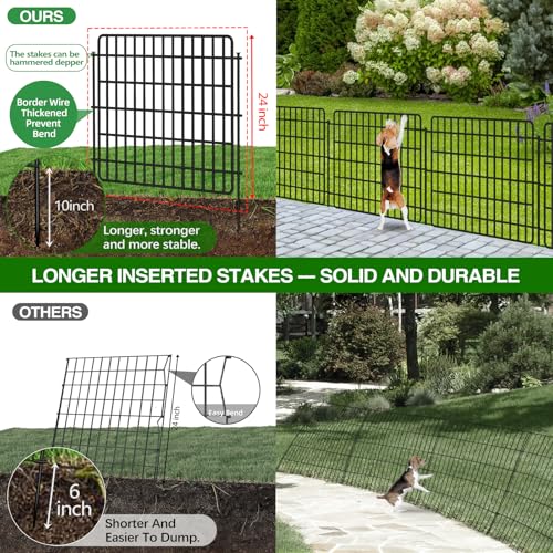 10 Panels Garden Fencing Animal Barrier, 33in x 24ft Rustproof Dog Fence W482439