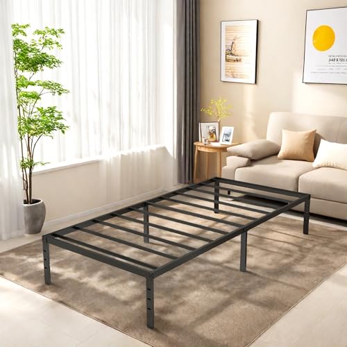 Full Size Metal Platform Bed Frame with Headboard, Black U138819