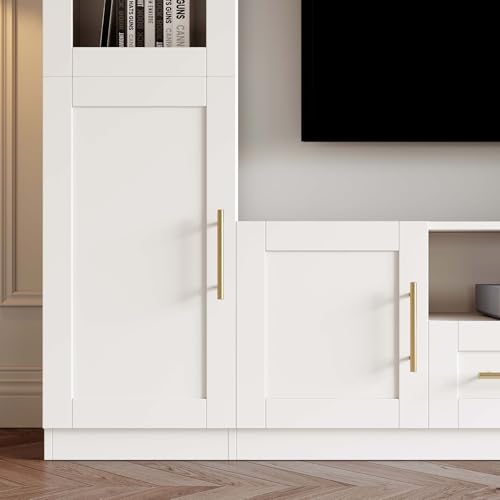 Entertainment Wall Unit, 4-Piece TV Stand with Bookshelves, White O526579
