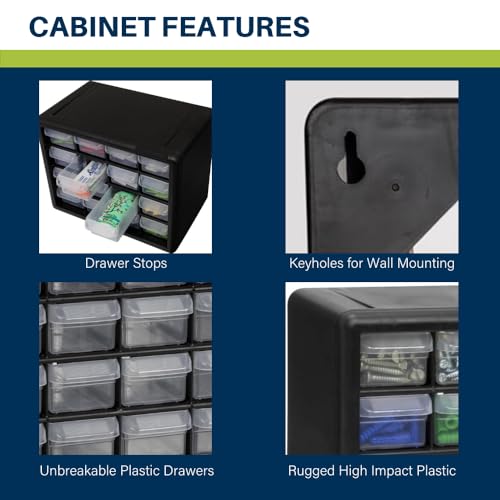 Akro-Mils 24-Drawer Plastic Storage Cabinet, Black B1232