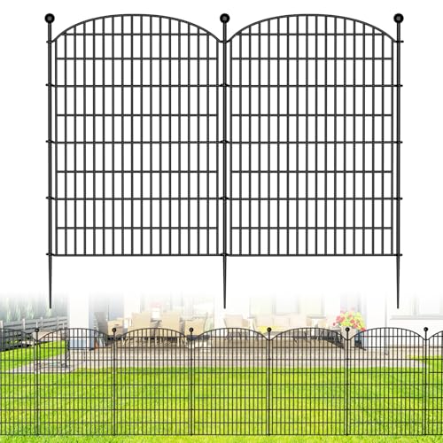 10 Panels No Dig Decorative Garden Fence, Rustproof Metal Dog Fence for Yard U518