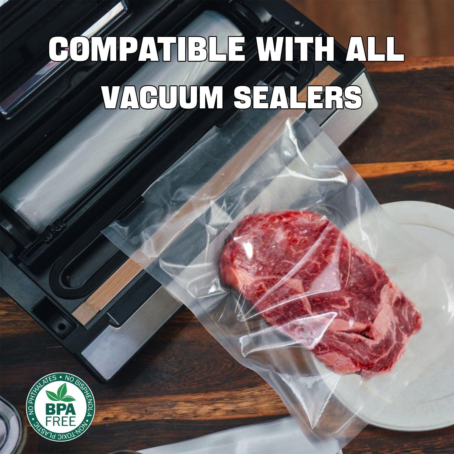 Vacuum Sealer Bags 11"x20' Rolls 2 Pack for Food Saver, BPA Free Z869