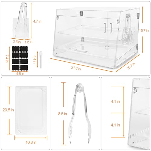 3 Tray Acrylic Countertop Bakery Display Case with Serving Tong F6806