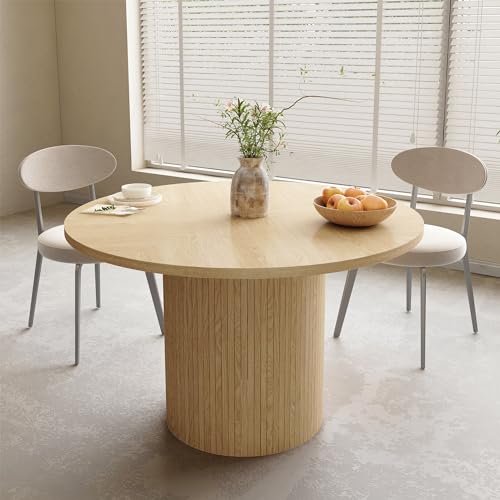 47 inch Round Dining Table with Storage Shelf (Walnut) N502088