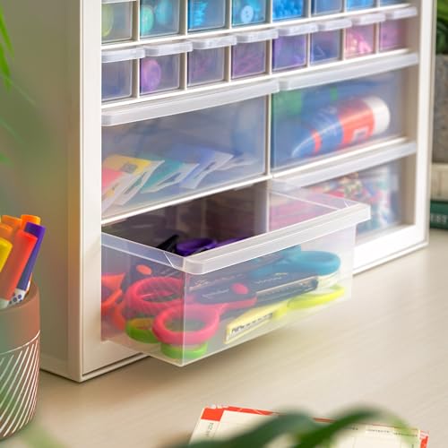 IRIS USA Plastic Drawer Storage Organizer, 24-Drawer Cabinet, White L6685