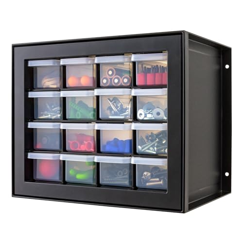 IRIS USA Plastic Drawer Storage Organizer, 24-Drawer Cabinet for Crafts Hardware Tools - Black I685821