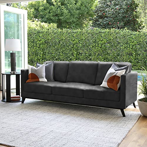 Abbyson Living Mid-Century Modern Top Grain Leather Sofa, Camel D57369