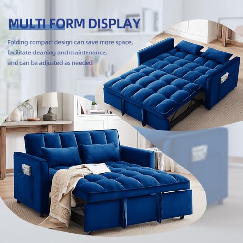 3-In-1 Velvet Sleeper Sofa Bed with Adjustable Back, Storage Bag & Pillow U28223