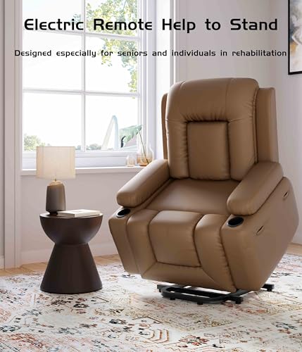GarveeHome Power Lift Recliner Chair with Heat and Massage, Faux PU, for Elderly I162