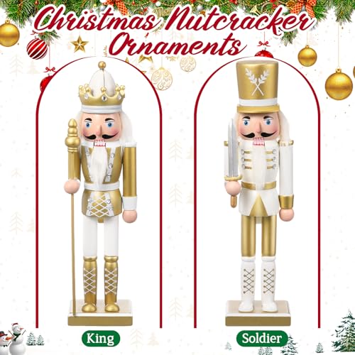Huwena 2Pcs Christmas Nutcracker Soldier Wooden Figure Decor 12'' Z474