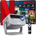 【Netflix Officially Licensed & Auto Image Set-up】Smart Projector with WiFi and Bluetooth,600 ANSI Native 1080P Voice Control Outdoor Movie Projector, 360° Rotation 4K Support Projector with Apps