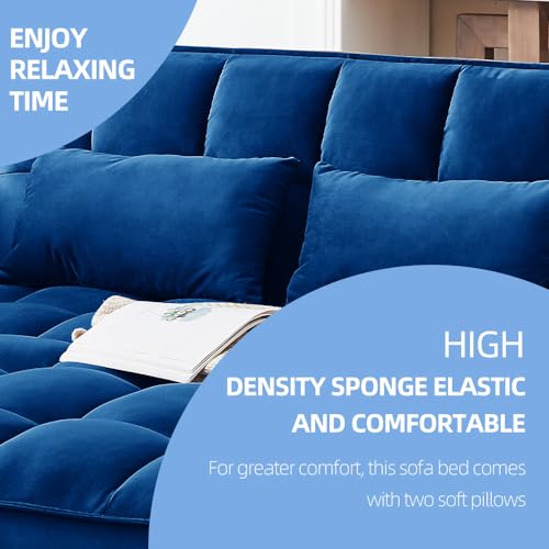 3-In-1 Velvet Sleeper Sofa Bed with Adjustable Back, Storage Bag & Pillow U28223