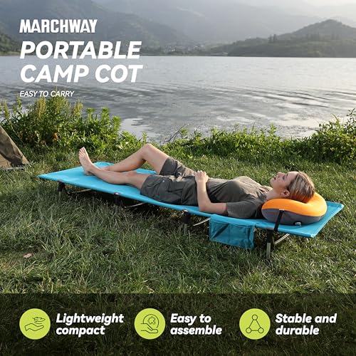 MARCHWAY Lightweight Folding Tent Camping Cot Bed with Lever Lock, Portable, 330Lbs (Black) R945221