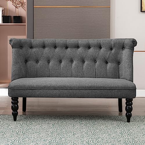 BALUS Upholstered Armless Loveseat, 2 Seater Linen Fabric Sofa L22514