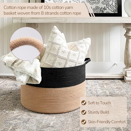 INDRESSME Large Cotton Rope Storage Basket with Handles, 90L Grey R37552