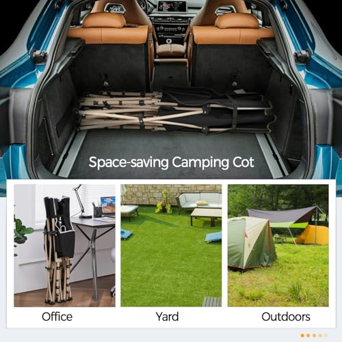 Yaheetech Folding Camping Cot, Portable Military Canvas Sleeping Bed with Carry Bag B4383