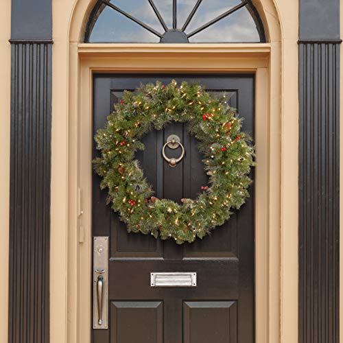 National Tree Company 30 in Pre-Lit Crestwood Spruce Artificial Christmas Wreath with Clear Lights G9281