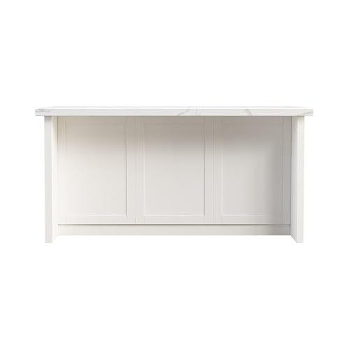 homary 72" Kitchen Island with Storage, White Dining Table with Seating & 3 Drawers H6352